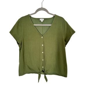 J Crew Button Up Green Blouse